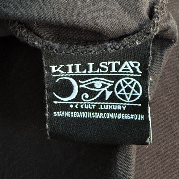 Killstar Shirt Mens Large Black Gothic Occult Border Hem Print Short Sleeve Tee - Picture 7 of 10